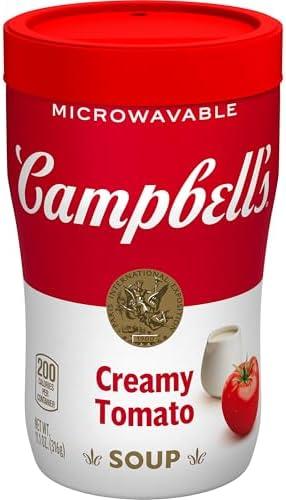 Campbell's Sipping Soup, Creamy Tomato Soup, 11.1 Ounce Microwavable Cup, Best By Oct. 01, 2025