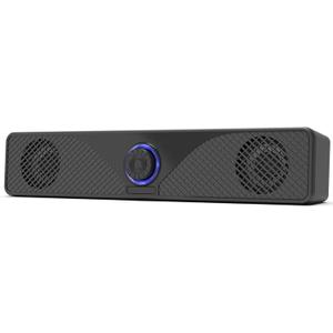 Computer Soundbar, USB Powered Wired PC Speakers with 3.5mm AUX, Basic & Clear Sound, Plug & Play, LED Volume Knob, Black Desktop Speakers for Laptop PC