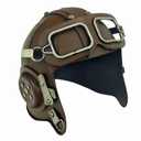 Replicate Fighter Pilot Helmet Miniature Model Figurine Decorative Metal Sculpture Handmade Vintage Style Aviator Hat Art Object Collectible Model Decor