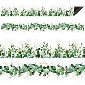 30PCS Magnetic Eucalyptus Bulletin Board Border Green Leaves Magnetic Border Strips for Classroom Whiteboard,Chalkboard Wall,Refrigerator Decor(Only Including Border)