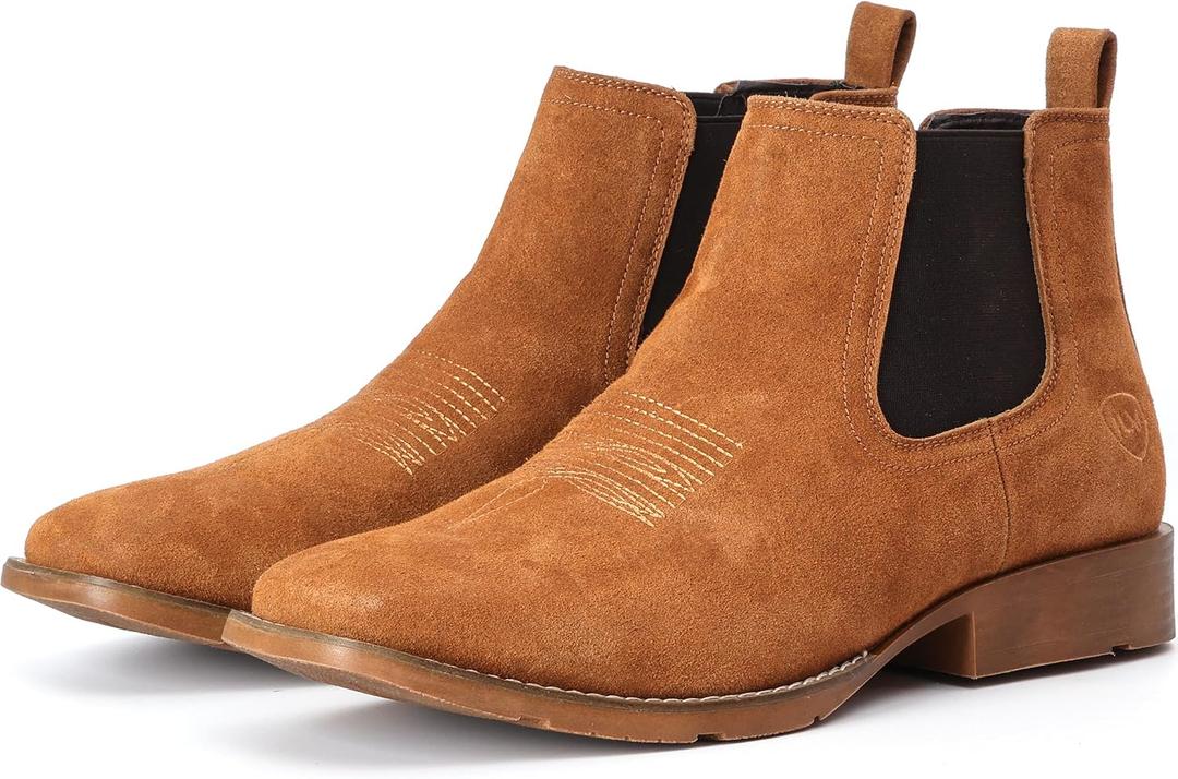 IUV Suede Chelsea Cowboy Boots for Men Western Ankle Boots Casual Dress (Black) SIze: 11