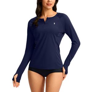SANTINY Women's Rash Guard UPF50+ SPF Long Sleeve Swimsuits Top UV Sun Protection Swim Shirts for Woman with Zip (Beige, XS)
