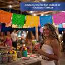 Mexican Party Banners (2 Pack with 10 Plastic Flags per Banner) - Papel Picado Mexicano para Fiesta - Plastic Papel Picado - Fiesta Themed Party Decorations - Mexican Decor