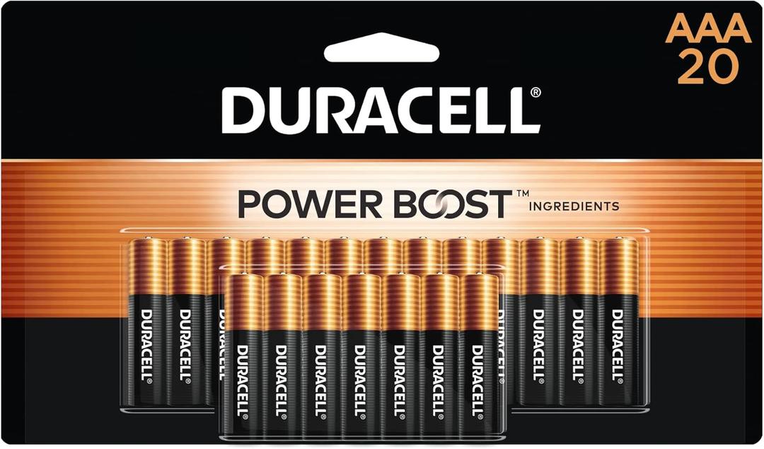 Duracell Coppertop AAA Batteries with Power Boost Ingredients, 20 Count Pack Triple A Battery with Long-lasting Power, Alkaline AAA Battery for Household and Office Devices (20 Count (Pack of 1))