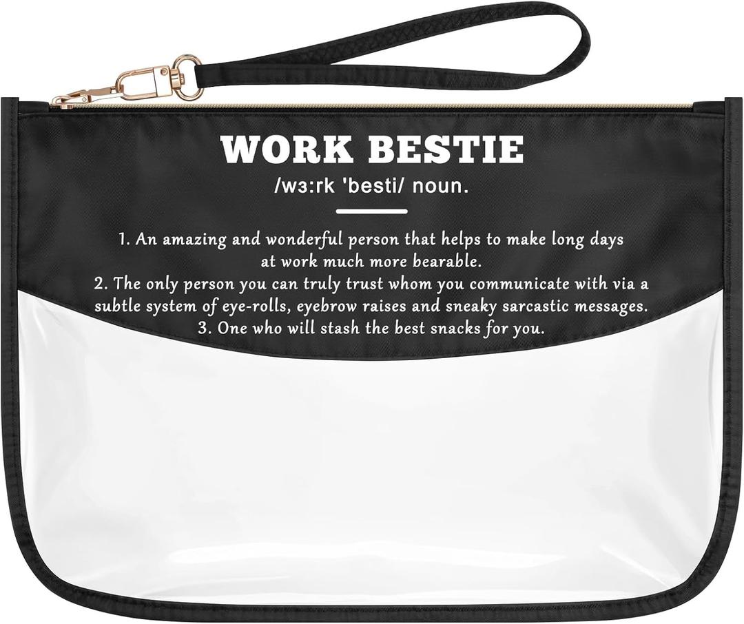 Funny Coworker Gift for Women Best Friend Friendship Gifts Makeup Bag Work Friend Gift PVC Cosmetic Bag Birthday Retirement Farewell Gifts for Coworker Bestie Leaving Present Zipper Toiletry Pouch