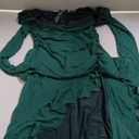 Nova In Sky Women's Sexy Ruched Bodycon Midi Dress Mesh Long Sleeve Ruffle Hem Formal Wedding Guest Cocktail Party Dress (Large, Dark Green)