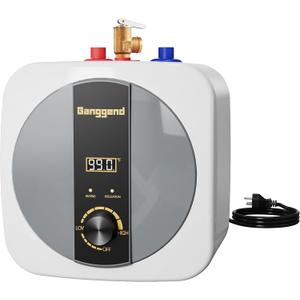 2.5 Gallon Electric Water Heater, 1500W 110V Mini Tank Under Sink Instant Hot Water Heater with Pressure Release Valve, Digital Display for Kitchen, RV, Laundry,Food Truck, Beige