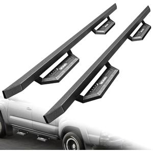 KYX Running Boards & Steps Nerf Bars Compatible with 2005-2023 Toyota Tacoma Double Cab Crew Cab, A Pair 6 inch Car Door Side Steps Nerf Bars Truck Boards Step Rails-Silver Logo
