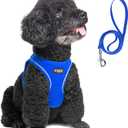 Fida Comfy Dog Harness with Leash, Soft Puppy Vest Escape Proof, Breathable Lightweight Soft Mesh, Adjustable Reflective Step-in Harness for Small & Medium Pet Walking (M, Blue) (M (Neck:13.8"-15.4"; Girth:17.7"-19.7"))