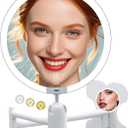 6" Led Wall Mounted Makeup Mirror Double Sided 1/10X, 1-Second Install Lightweight Compact Wall Mirror with Light, Rechargeable Extendable Magnifying Mirror for Bathroom, Wall Vanity Mirrors (1+10X)