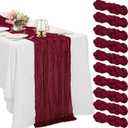 10 Pack Burgundy Cheesecloth Table Runner 10FT Boho Gauze Fabric Table Runner Vintage Rustic Sheer Runners for Wedding Party Bridal Baby Shower Long Table Decorations (21"x120")