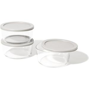 DURA LIVING 6-Piece Glass Food Storage Containers Set (3 Containers + 3 BPA-Free Lids) | 4-Cup, Leakproof | Microwave, Freezer, Oven & Dishwasher Safe | Ideal for Meal Prep & Pantry Organization (Grey)