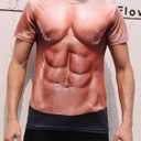 RAISEVERN Unisex Summer T-Shirts Crewneck Cool Short Sleeve Funny Graphic Print Top Casual Tees (Brown, S)