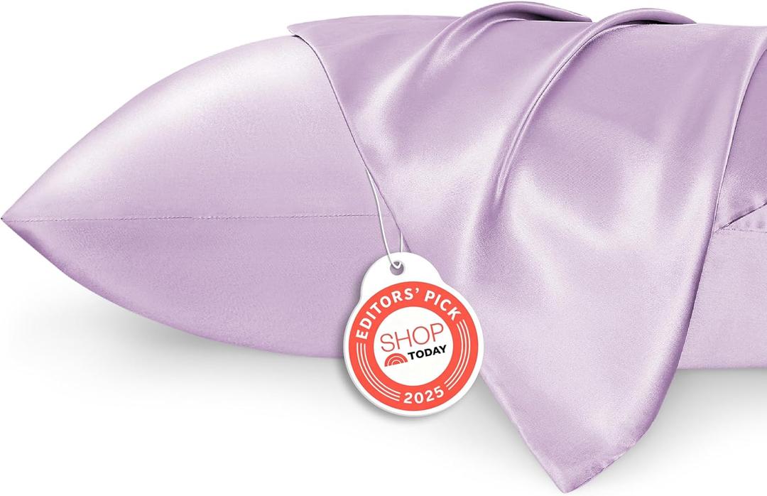 Bedsure Satin Pillowcase 2 Pack Similar to Silk Pillow Cases Standard Size, Pillow Case for Sleeping Women with Envelope Closure, Gifts for Women Men, Navy, 20x26 Inches, 2pcs (14 - Lavender)