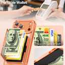 Meifigno for iPhone 17 Pro Wallet Case (Holds 3-4 Cards & Cash), Built-in Mirror & Kickstand, [Surround Raised Lens Protection] for iPhone 17 Pro Case with Card Holder for Women (6.3 inch), Orange