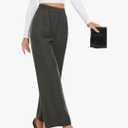 FUNYYZO Wide Leg Pants Women's High Elastic Waisted in The Back Business Work Trousers Long Straight Suit Pants Medium
