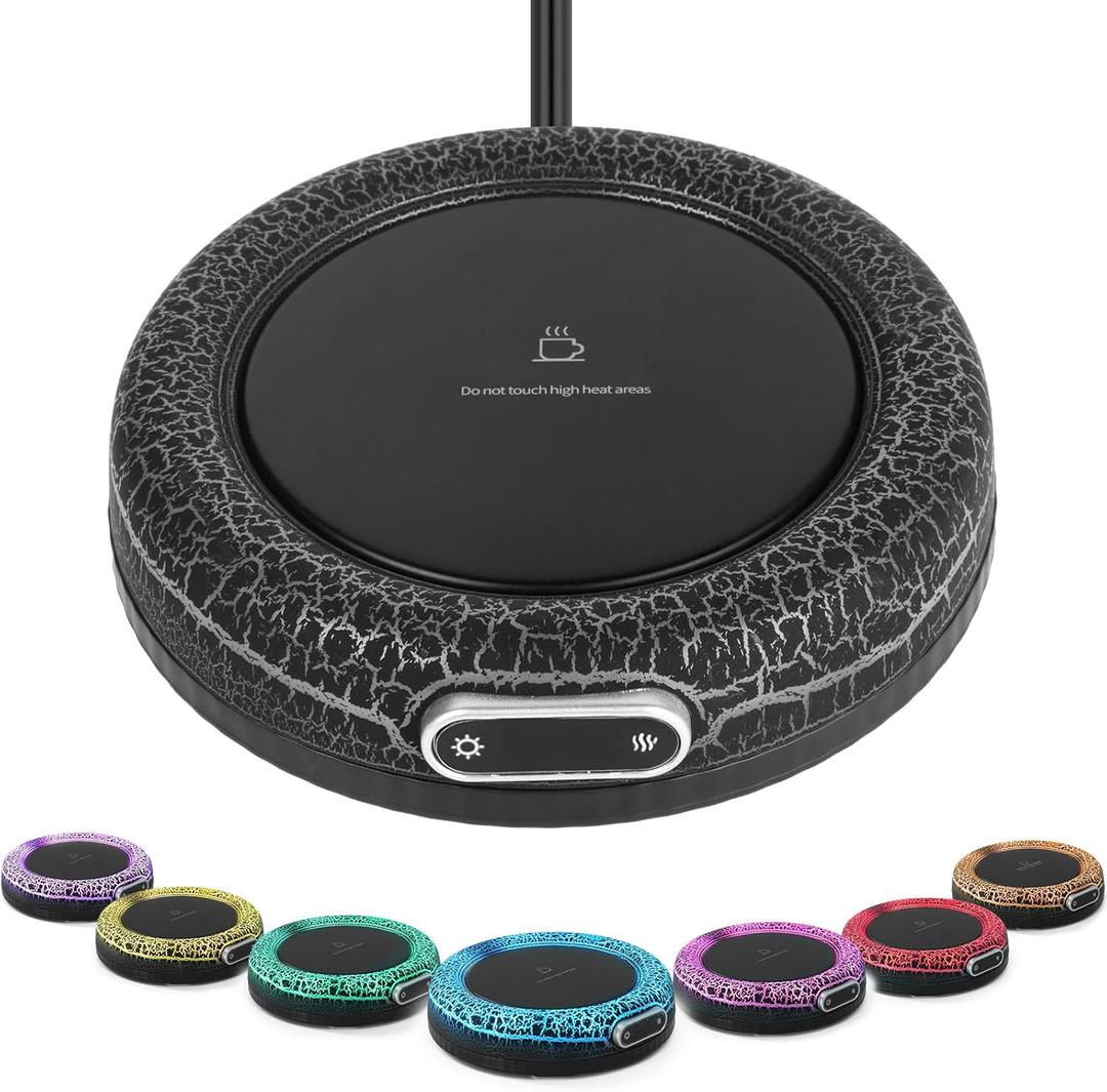 Smart Constant Warm Coaster, Volcano Warm Coaster,Coffee Mug Warmer,Home Desktop Ambient Light,Coffee Mug Warmer,Coffee Lover's Gift,4 Temperature Settings Available(Black)