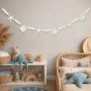 Moukeren Felt Starfish Seashell Party Banner 8.2 ft Beach Birthday Party Garland Decorations 3D Ocean Coastal Nautical Hanging Banners for Ocean Sea Mermaid Wish Beach Wedding Baby Shower DIY Decor