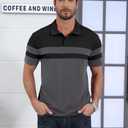 Mens Polo Shirts Short Sleeve Color Block T Shirt Summer Lightweight Casual Golf Shirts (Black, M)