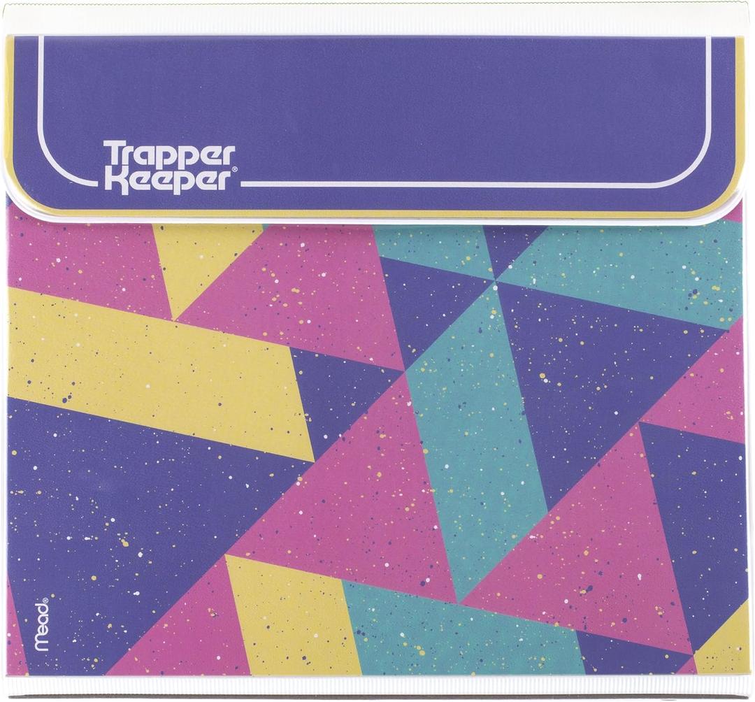 Mead Trapper Keeper Binder, Retro Design, 1 Inch Binder with Folders and Pockets, Holds 8-1/2" x 11" Paper, Colorblock (260038FN-ECM)
