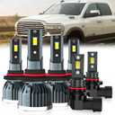 Fit For Dodge Ram 1500 2500 3500 With Projector 2016-2018 Light Bulbs, 9005 High Beam Low Beam + 9145 Fog Light Bulb, 6-Pack