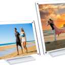 2 Pcs Acrylic Picture Frame 7x5 Inch Picture Floating Display Clear Magnetic Acrylic Frame Double Sided Photo Frame for Desktop Stand (Clear (2 Pack, 5X7)