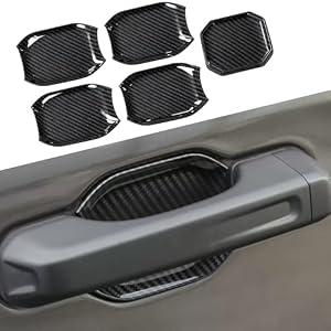 Door Bowl Scratch Protector for 2018-2025 2026 Jeep Wrangler JL JLU & Gladiator JT 4 Doors Exterior Door Handle Bowl Cover Trim Guard Accessories (Glossy Carbon Fiber)
