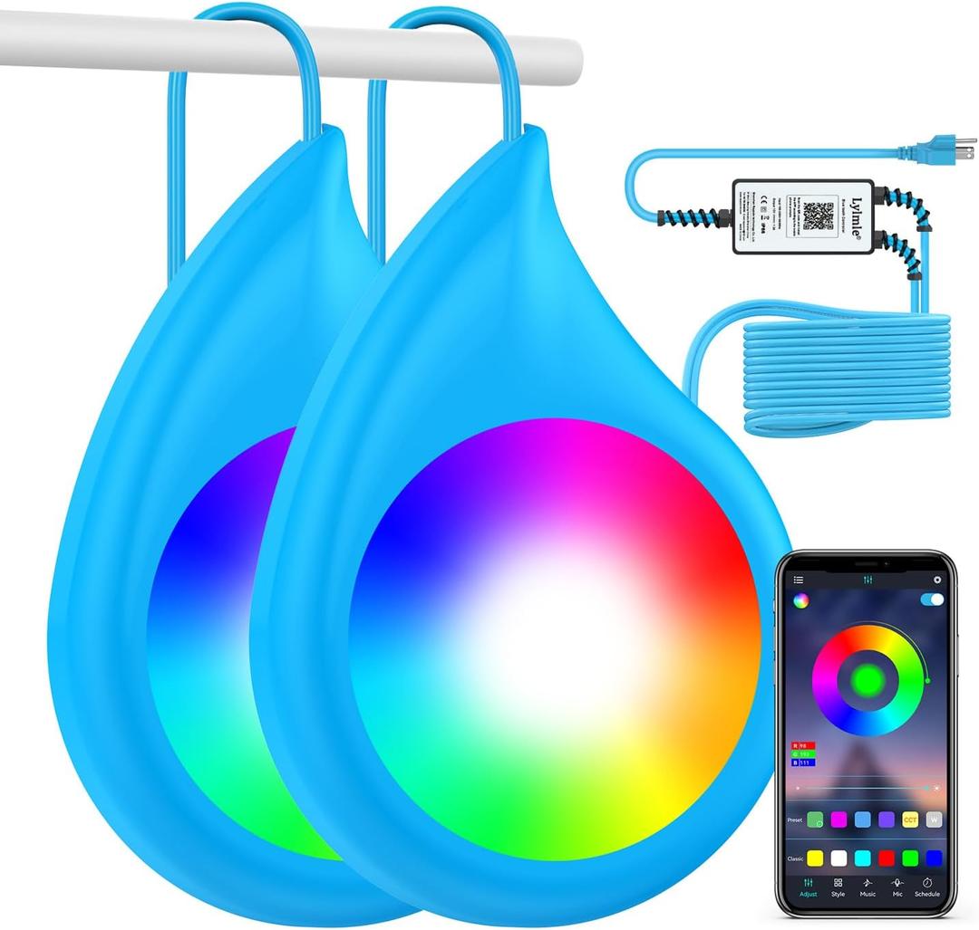 LyLmLe LED Pool Lights, 50W Double Light for Giant Pool with 26ft Cord for Each Light, 2000lm, 12V Smart Magnetic Lamp with APP Control, IP68 Waterproof Nicheless Lights for Inground Aboveground Pools