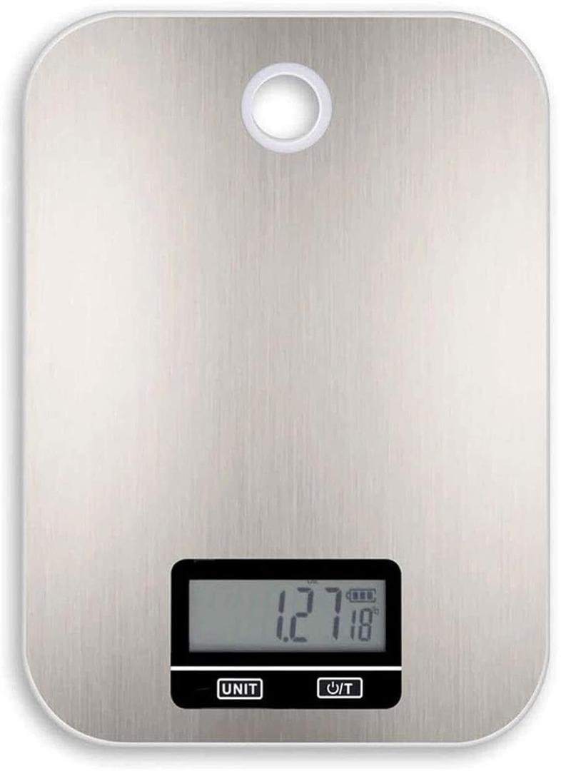 Stainless Steel Kitchen Scale, Digital Food Scale, 5kg Capacity, High Precision 1g Accuracy, LED Display, Non-Slip Base