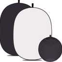 5X3.3 ft (1.5mX1m) 2 in 1 Polyester Muslin Black White Collapsible Reflector Backgrounds Portable Collapsible Reversible Photography Backdrop with Carrying Bag