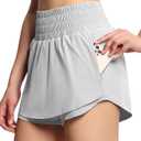 THE GYM PEOPLE Women's Tummy Control Skorts Tennis Shorts with Zip Pockets | Stretch moisture-wicking, Skirted curved hem, Opaque mesh liner, Zippered pockets, for running and tennis (XS)