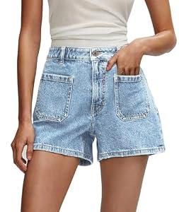 StunShow Short Shorts for Women Denim High Waist Frayed Raw Hem Plus Size Stretchy Jean Shorts, XXL