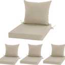 Outdoor Chair Cushions, Waterproof Outdoor Cushions for Patio Furniture w/Fade-Resistant, Removable & Machine-Washable Covers, 19x19 Inch, Ideal for Seat in Gardens/Porch  Set of 4, Cream