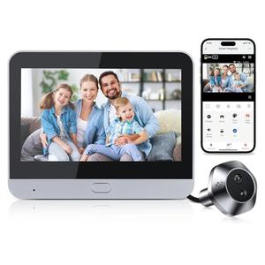 Video Doorbell Camera Door Viewer with 4.3" Color Monitor, 1080P HD Wireless Doorbell Camera WiFi Two-Way Talk,5000mAh Battery Powered, Night Vision,120°Wide View PIR Motion Detection Alerts