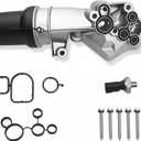 Aluminum Engine Oil Filter Housing with Sensor & Engine Mounting Bolts Compatible with Audi Volkswagen Vehicle TT Jetta Passat Beetle Golf Rabbit Replaces