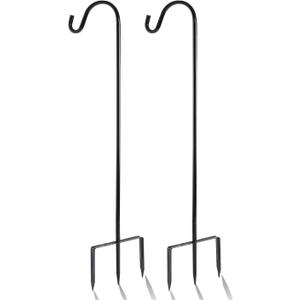 EXCMARK 2 Pack Shepherd Hook Adjustable Height 31/24/16 1/2 inch Thick Use at Weddings, Hanging Solar Lights, Lanterns, Bird Feeders, Metal Hanger Hook (Black, 31 inch). U.S. Patent.