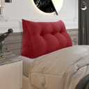 Fully Stuffed Thicken Headboard Pillow Twin XL Dorm Padded Headboard Soft and Firm Support Large Bolster Triangular Bed Wedge Pillow Backrest Positioning Bed Rest Reading Pillows for Bed Day Bed Red (Twin: 39x20x8 ")