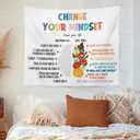 MNOSAIOO Mental Health Colorful Wall Tapestry Hanging for Classroom Kids, Change Your Mindset Tapestry, Inspirational Floral Tapestries Wall Decor for Bedroom Therapy Office School Counselor 60x50 in