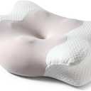 Cervical Neck Pillow for Sleeping, Adjustable Ergonomic Pillow, Contour Neck Support Side Sleeper Pillows for Adults, Memory Foam Pillow for Neck and Shoulder Pain Relief, Back,Stomach Sleeper (Light Gray)