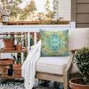 LVTXIII Outdoor/Indoor Pillow Covers, Patio Fade Resistant Throw Pillow Covers ONLY, Waterproof Farmhouse Accent Cushion Cases for Sofa Patio Couch Decoration 18"x18" Set of 2, Damask Green