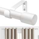 TONIAL Curtain Rods for Windows 66 to 120 Inches(5.5-10ft), White Adjustable Splicing 3/4 Curtain Rod 32 to 115 Inches(2.6-9.5ft), Decorative Single Drapery Rod with Modern Finial