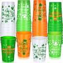 Meanplan 36 Pcs St. Patrick's Day Cups 12 oz Plastic Green Shamrock Reusable Party Cups Bulk for Kids Adults St Patrick's Day Party Supplies Drinks Beer Beverage