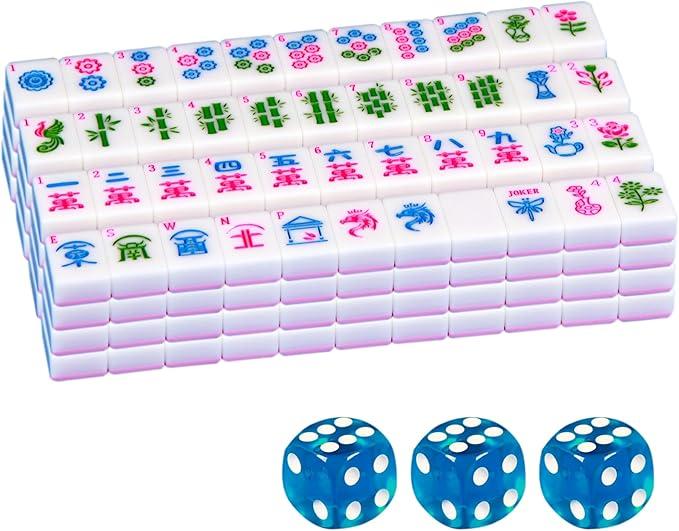 BeautyChen American Mahjong Tile Set, 166 Pcs 1.2" Mahjong Tiles with 3 Dices 1 Instruction, Mahjong Game Set for Adult Family & Friends Gatherings, Mahjong Lovers, Beginners (Pink)