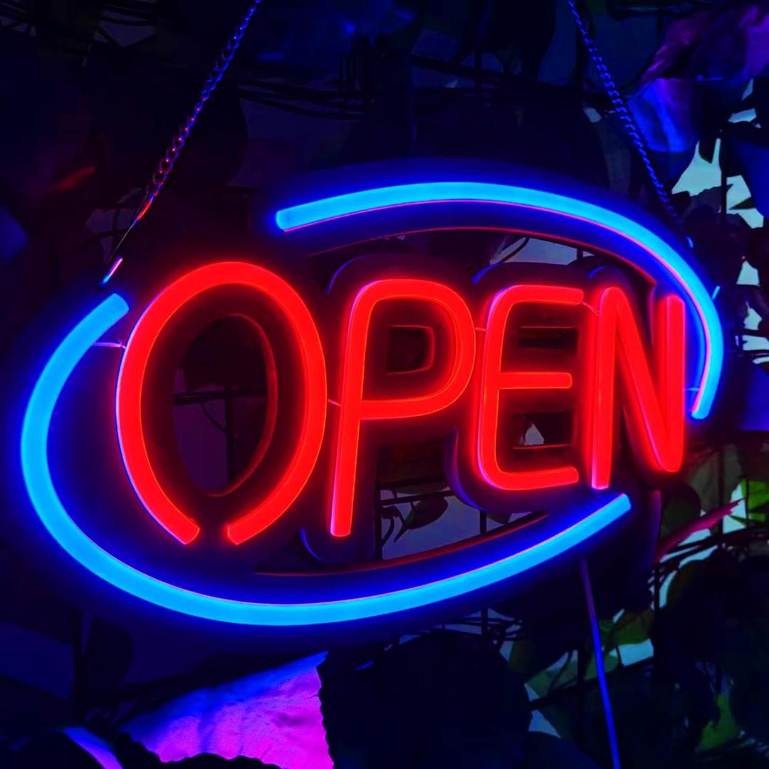 Open Neon Sign, Bright Neon Open Light Led Sign Dimmable For Business Window Walls Office Store Bar,16.14 * 8.9 Inch