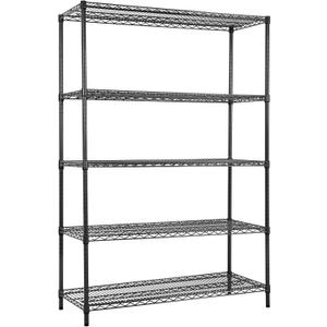 Land Guard 5 Tier Black Storage Racks and Shelving - 48" L x 20" W x 72" H Heavy Steel Material Pantry Shelves - Each Unit Loads 350 Pounds Wire Shelf, Suitable for Warehouses, Closets, Kitchens