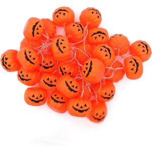Halloween Pumpkin String Lights, 30 LED 11.81ft Battery Operated Orange Jack-O-Lantern Lights, Waterproof Indoor Outdoor Decor for Party, Garden, Porch, and Holiday Decorations
