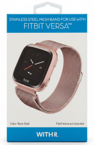 STAINLESS STEEL MESH BAND FOR USE WITH FITBIT VERSA ROSE GOLD - New