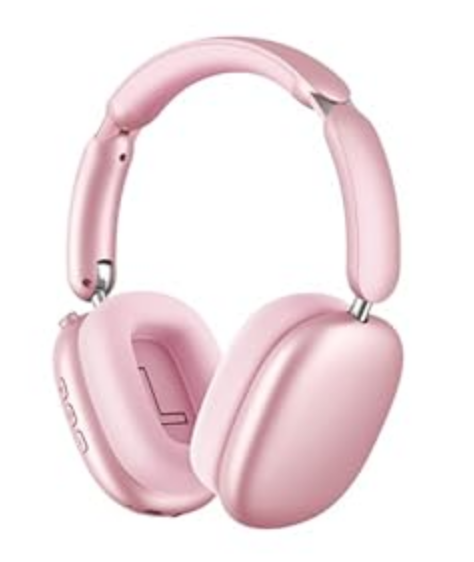 Wentronic Y02 Active Noise Cancelling Headphones, 60H Battery, 5 EQ Music Modes, Hi-Res Audio, Deep Bass, Foldable Wireless Over Ear Bluetooth 5.4 Headset, Breathable Leather Earpads (Pink)