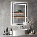 LED Bathroom Mirror, 24"x36" with Frontlit and Backlit Anti-Fog Mirror with Lights LED Vanity Mirror for Bathroom 3 Colors Temperature & Dimmable Bathroom Mirror with HD Tempered Glass