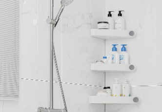 Sotfamily Shower Caddy Corner, 3 Pack Adhesive Corner Shower Shelves for Bathroom Organizers and Storage, Rust Free Plastic Rack for Bathroom Accessories & Decor, White